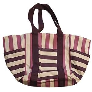 VICTORIA'S SECRET STRIPED LARGE CANVAS TOTE BAG